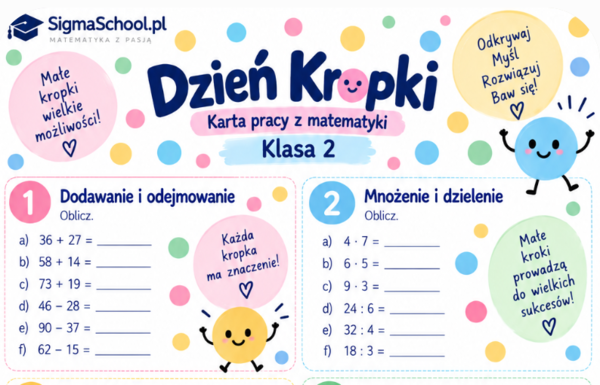 Dzień Kropki – karta pracy z matematyki, klasa 2
