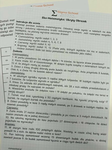Dzień Ziemi – karta pracy z matematyki, klasa 2, kodowanie