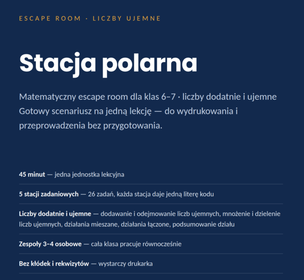 Bryły – objętość i pole powierzchni – escape room matematyczny, klasy 7–8