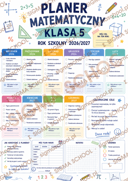 Planer nauki matematyki – klasa 5, rok szkolny 2026/2027