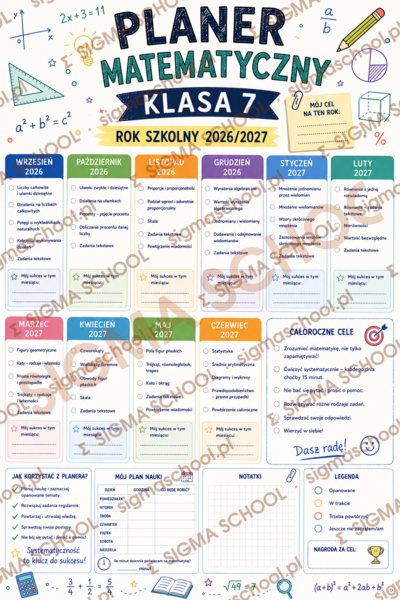 Planer nauki matematyki – klasa 7, rok szkolny 2026/2027