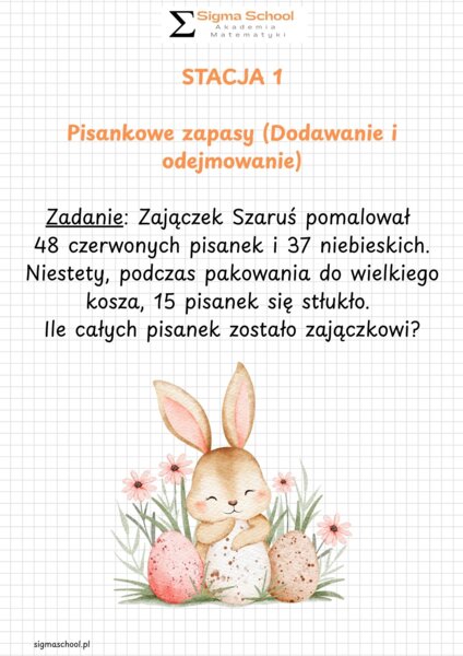 Wielkanocne stacje zadaniowe z matematyki – klasa 4
