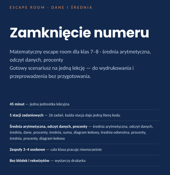 Statystyka – escape room matematyczny, klasy 6–8