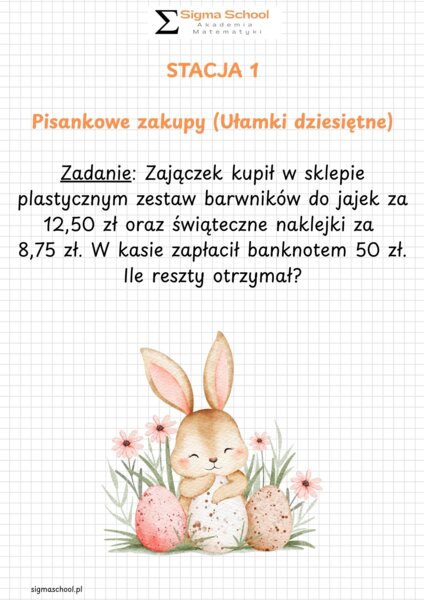Wielkanocne stacje zadaniowe z matematyki – klasa 5