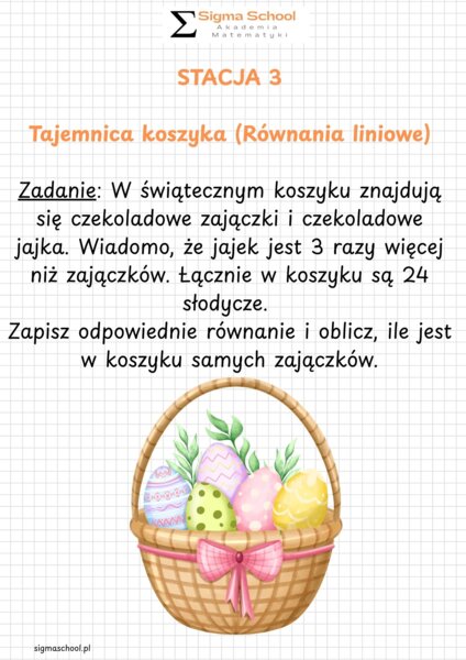 Wielkanocne stacje zadaniowe z matematyki – klasa 6