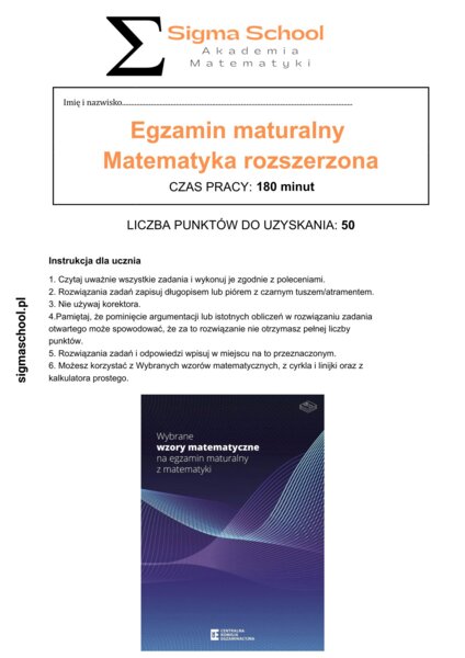 Próbna matura z matematyki 2026 – poziom rozszerzony, 13 zadań