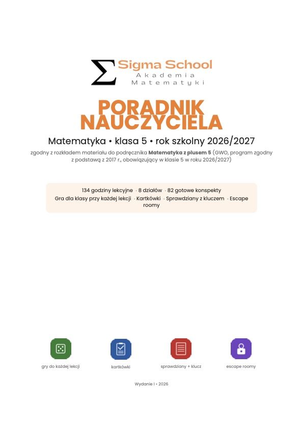Poradnik nauczyciela matematyki – klasa 5 | konspekty, gry i sprawdziany PDF