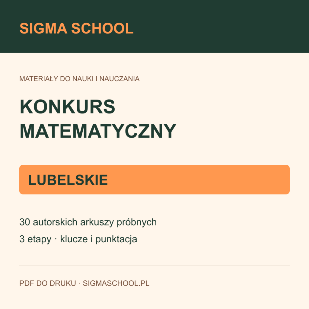 Próbne konkursy matematyczne — lubelskie, 30 arkuszy + klucze