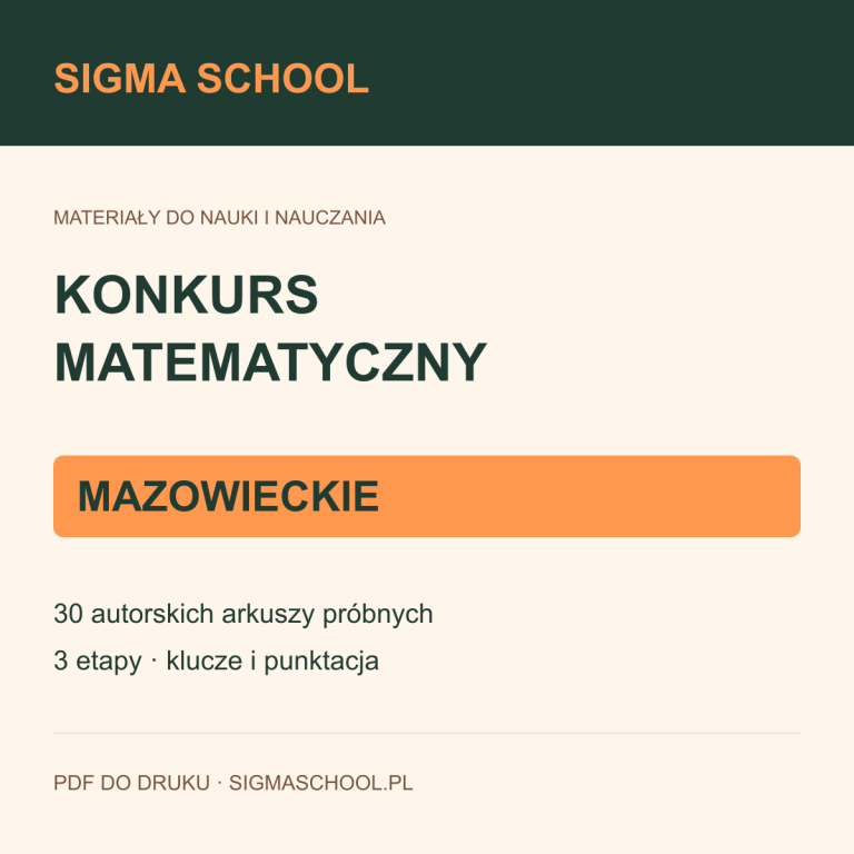 Próbne konkursy matematyczne — mazowieckie, 30 arkuszy + klucze