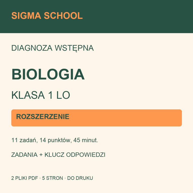 Diagnoza wstępna — biologia, klasa 1 LO — ROZSZERZENIE + klucz i analiza