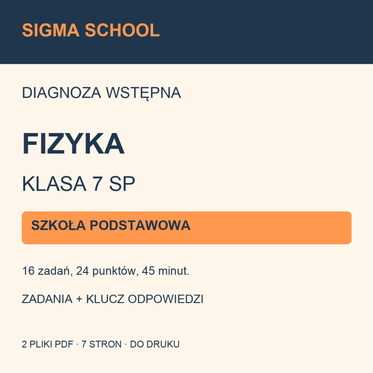 Diagnoza wstępna — fizyka, klasa 7 SP + klucz i analiza