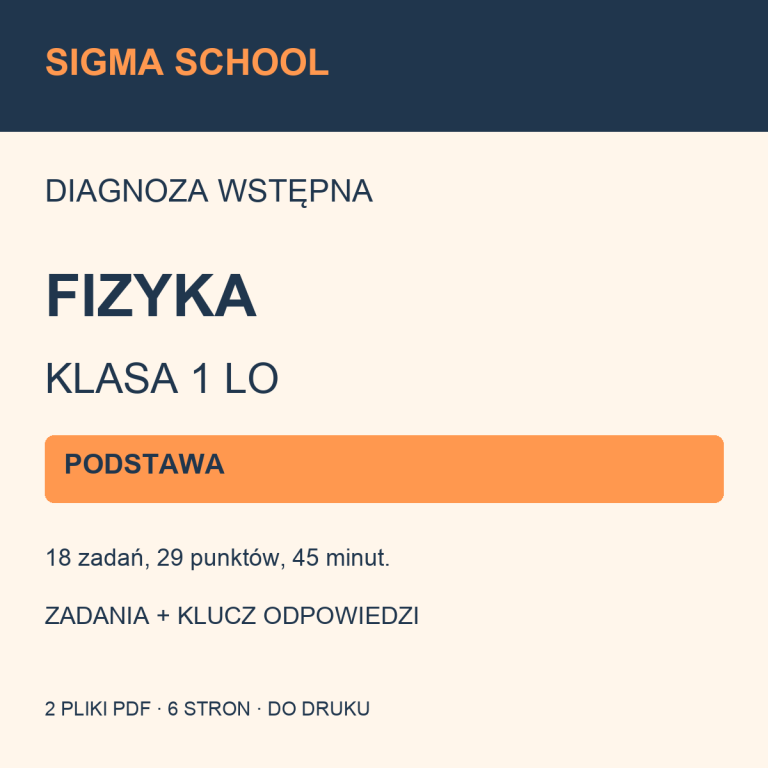 Diagnoza wstępna — fizyka, klasa 1 LO — PODSTAWA + klucz i analiza