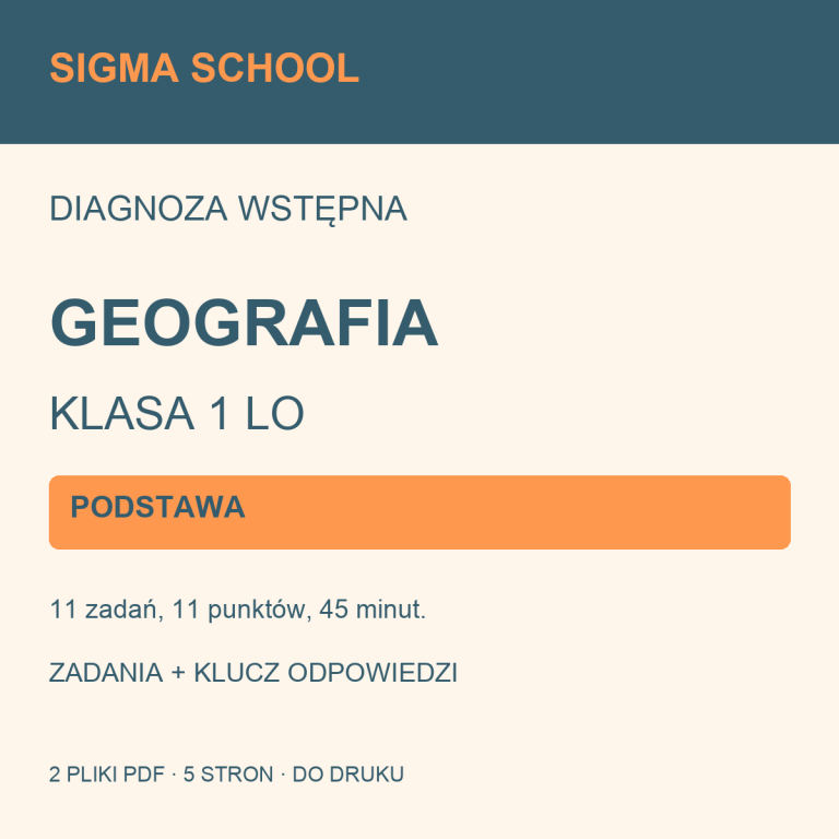 Diagnoza wstępna — geografia, klasa 1 LO — PODSTAWA + klucz i analiza