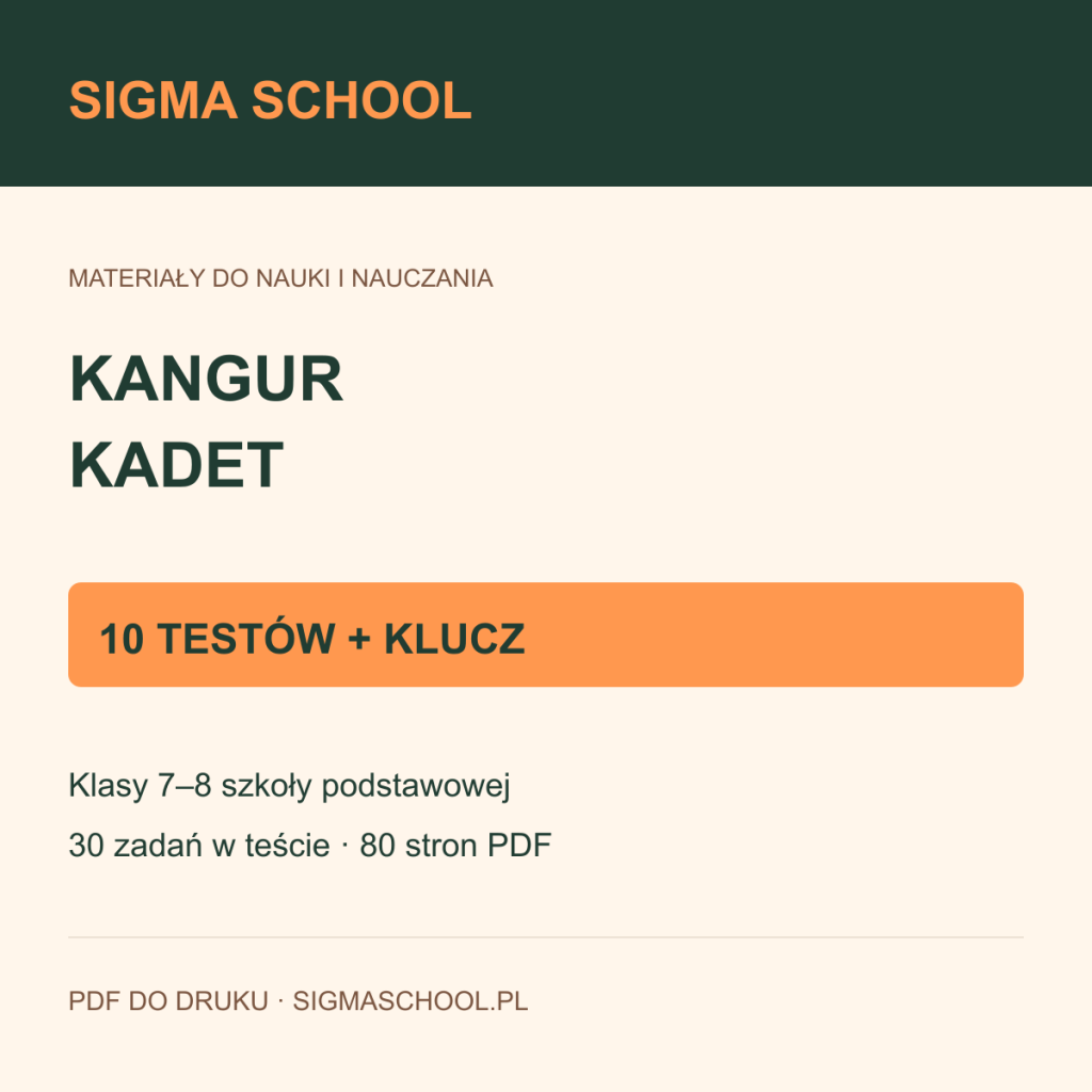 Kangur — Kadet: 10 próbnych testów + klucz odpowiedzi