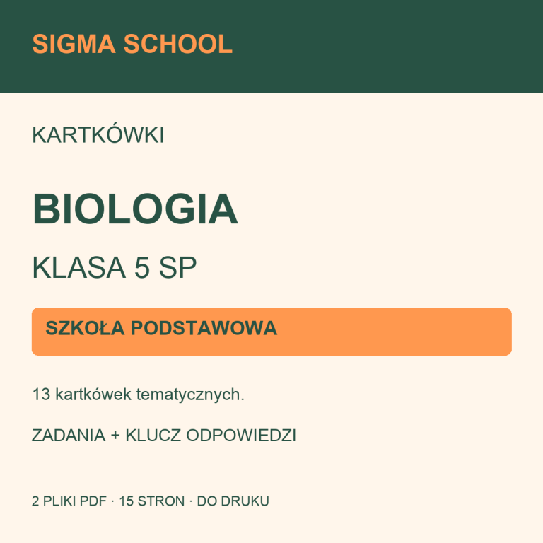 Kartkówki — biologia, klasa 5 SP + klucz odpowiedzi