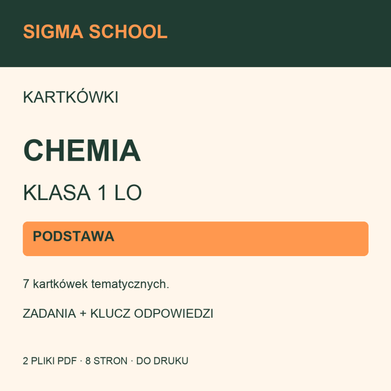 Kartkówki — chemia, klasa 1 LO — PODSTAWA + klucz odpowiedzi