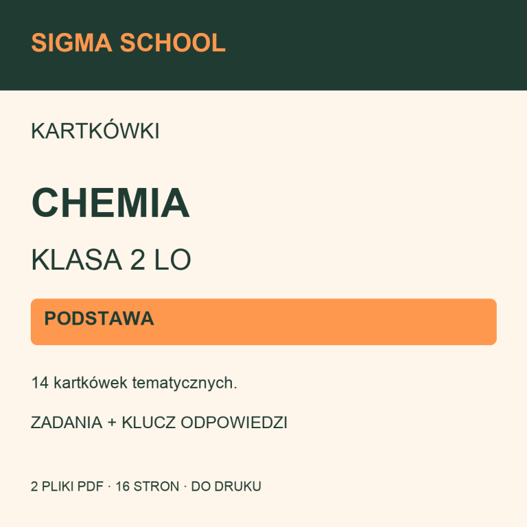Kartkówki — chemia, klasa 2 LO — PODSTAWA + klucz odpowiedzi