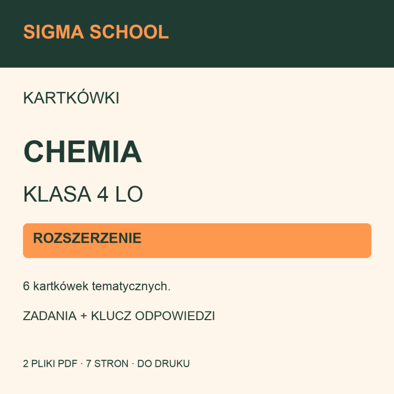 Kartkówki — chemia, klasa 4 LO — ROZSZERZENIE + klucz odpowiedzi