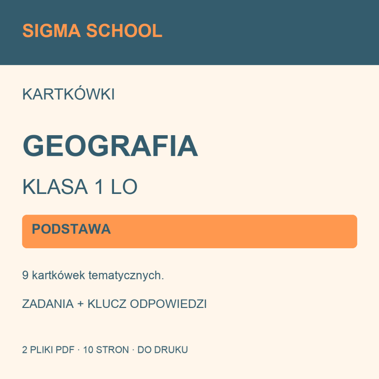 Kartkówki — geografia, klasa 1 LO — PODSTAWA + klucz odpowiedzi